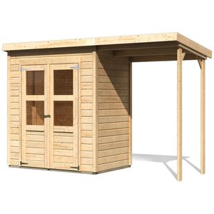 Tuinhuis Merseburg 2 Karibu met overkapping 326x126x219cm Wanddikte 14mm