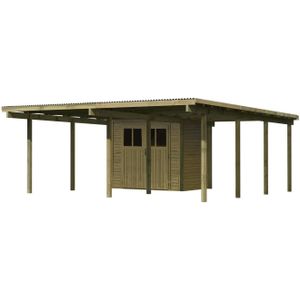 Karibu | Dubbele Carport Eco 2 met Berging Klein | Variant A