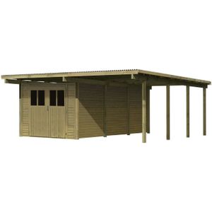 Karibu | Dubbele Carport Eco 2 met Berging Groot | Variant A