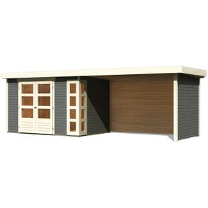 Woodfeeling | Tuinhuis Kerko 4 met Overkapping 2,8, Zij- en Achterwand | Terragrijs