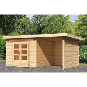 Woodfeeling | Tuinhuis Kandern 6 met Overkapping 2,6, Zij- en Achterwand | Onbehandeld