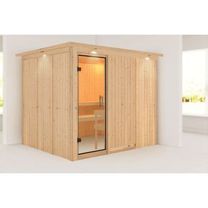 Karibu | Gobin Sauna met Dakkraag | Helderglas Deur