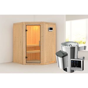 Karibu | Nanja Sauna | Helderglas Deur | Biokachel 3,6 kW Externe Bediening