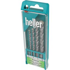 Heller Tools 3015 ProStone slagboor, steenboor, set 4-delig Ø 5/6/8/10 mm, steenboor, metselwerk, steenboorset, betonboorset, accuschroevendraaier, 5-10 mm