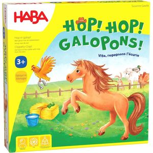 Haba Spel Spelletjes vanaf 3 jaar | Hop in Galop | Tactiek- en dobbelsteenspel voor paardenliefhebbers | 2-4 spelers | 10 minuten speelduur