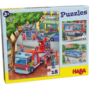 HABA - Puzzles Polizei Feuerwehr & Co - Legpuzzels - Multicolor - Karton - 3 Motieven