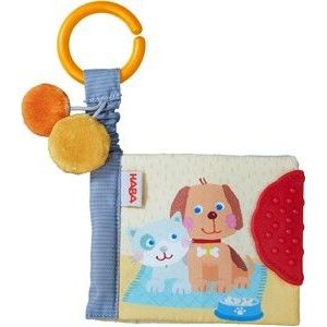 Haba Buggy Book Pets educatief boekje met contrasterende kleuren met bijtring 6 m+ 1 st