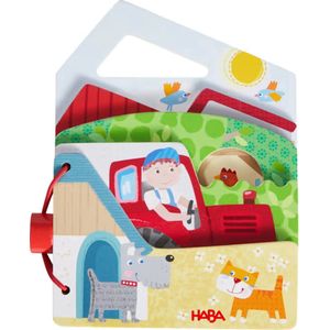 HABA Babyboek, tractor, hout, PEFC-cadeau voor baby's, 10 maanden en ouder-306788, 306788, kleurrijk