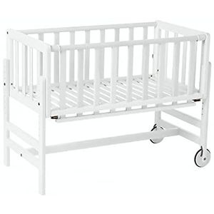 Geuther Betty - Co-Sleeper - Aanschuifbed - Wieg - Met Wielen - 45x90 cm - Babybedje tot 9 kg - Massief Beukenhout - Wit