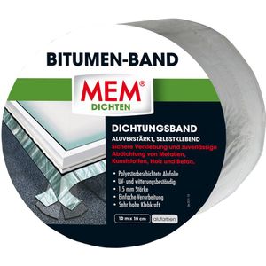 MEM Bitumenband, zelfklevende afdichtingstape, UV-bestendige beschermfolie, dikte: 1,5 mm, afmetingen: 10 cm x 10 m, kleur: lood
