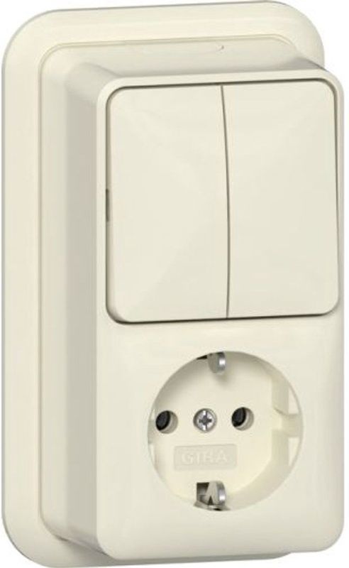 Gira combinatie serieschakelaar en wandcontactdoos + RA opbouw creme - 417510