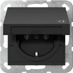 GIRA - 4454005 - Stopcontact - Zwart - Met Klapdeksel