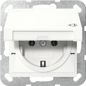 GIRA Systeem 55 Wandcontactdoos met randaarde klapdeksel 1V Zuiver wit 445403