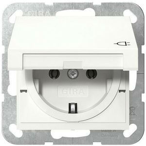 GIRA 445427 Schuko stopcontact met klapdeksel System 55 zuiver wit zijdemat