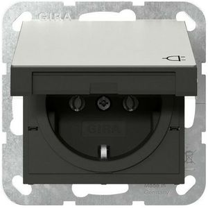 GIRA 4454600 stopcontact roestvrij staal met klapdeksel IP20