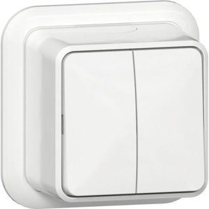 Gira wipschakelaar serie opbouw met montageplaat en adapter K/P25 Glanzend wit