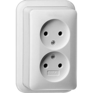 Gira - Wandcontactdoos 478011 - Dubbel - Wit - Kunststof - Opbouw