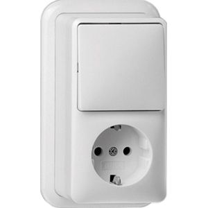 Gira Combischakelaar Contactdoos Wit Opbouw - 017611 - E3DKS