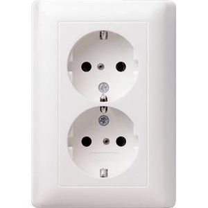 Gira - Schuko Dubbele Wandcontactdoos - Zuiver Wit - Kunststof - Inbouw