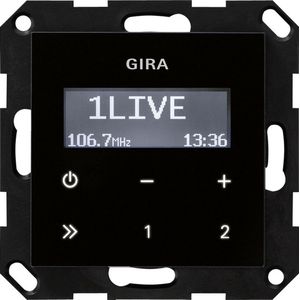 Gira - 228405 - Wekkerradio - Zwart - Inbouwradio met Digitale Tuner en IP20 Bescherming