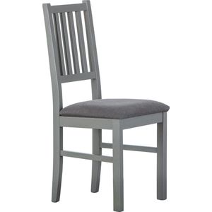 Inter Link 2 stoelen voor eettafel, modern design, industrieel design, massief grenenhout, FSC-gecertificeerd, grijs en textiel, grijs, 42 x 47 x 94,5 cm
