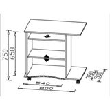 Inter Link - Minibureau - Wit - Spaanplaat - Met Wieltjes