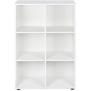 Inter Link - Boekenkast - Boekenkast - met 6 vakken - Vrijstaande plank - Kubus plank - Woonkamer - Kantoor - Slaapkamer - Afmetingen in cm D: 33 x B 70,2 x H: 110 - Nuoro 6 - Wit