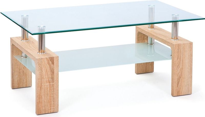 Inter Link Couchtisch Dana aus Glas und Holz in Sonoma Eiche Nachbildung