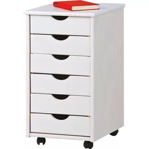 Relaxdays bureaukast op wielen, met 5 vakken, deur, kantoorkast, H x B x D: 66,5 x 60 x 50 cm, printertafel, wit Relaxdays bureaukast op wielen, met 5 vakken, deur, kantoorkast, H x B x D: 66,5 x 60 x 50 cm, printertafel, wit