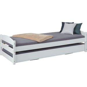 Bed Vindas 90x200 met in hoogte verstelbaar logeerbed - wit