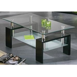 Inter Link salontafel van glas, woonkamertafel, koffietafel, zwart, 100 x 60 x 45 cm