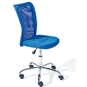 Inter Link - Bureaustoel voor kinderen - Ergonomische draaistoel - In hoogte verstelbaar - Verchroomd metalen onderstel - Ademende bekleding van netstof - 360° draaibaar - Blauw - Bonnie