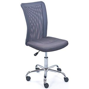 In hoogte verstelbare bureaustoel met wieltjes, zitting van kunstleer en grijs polyester en constructie van metaal