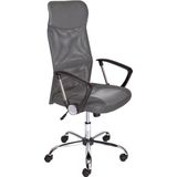 In hoogte verstelbare bureaustoel met metalen frame, wieltjes en zitting van grijs kunstleer, 62 x 66 x 115-125 cm