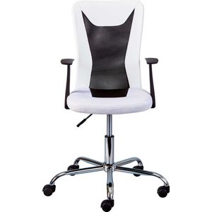 Inter Link - Zwenkbare kinderstoel - Bureaustoel met draaistoel - Ergonomische bureaustoel - In hoogte verstelbaar - Ademend - Wit en zwart - Donny
