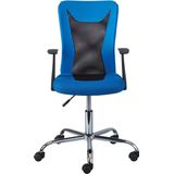 Inter Link - Bureaustoel met armleuningen - Bureaustoel - Ergonomische bureaustoel - Bureaustoel - In hoogte verstelbaar - Ademend - Blauw en zwart