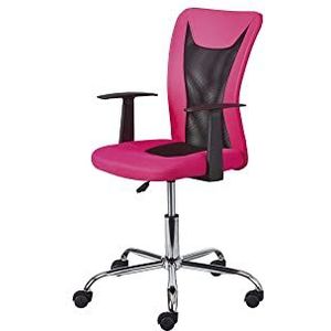 Inter Link - Bureaustoel met armleuningen - Bureaustoel - Ergonomische bureaustoel - Bureaustoel - In hoogte verstelbaar - Ademend - Roze en zwart
