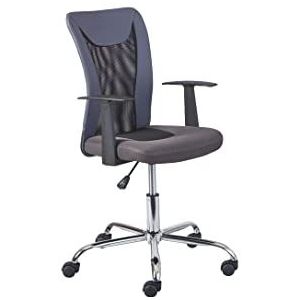 Inter Link - Bureaustoel met armleuningen - Bureaustoel - Ergonomische bureaustoel - Bureaustoel - In hoogte verstelbaar - Ademend - Grijs en zwart