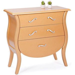 Links Barokko 85400160 commode met 3 laden, MDF, massief berkenhout, 70 x 40 x 78 cm, goudkleurig