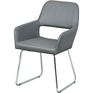 Set van 2 stoelen met metalen frame en grijze bekleding van PU, 58 x 60 x 89 cm