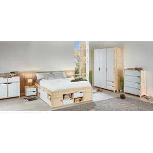 Commode Eidur 80cm 2 deuren & 2 lades - dennenhout/wit