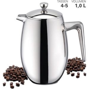 Cafetière, 1 liter, Dubbelwandig – Weis