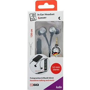 2GO Metalen InEar Headset 3,5 mm stereo, zilver/zs (Bedraad), Koptelefoon, Zilver