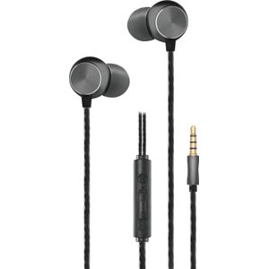 2GO In-Ear stereo headset zwart/antraciet aluminium behuizing - met oproepknop en volumeregeling, klein, 795967