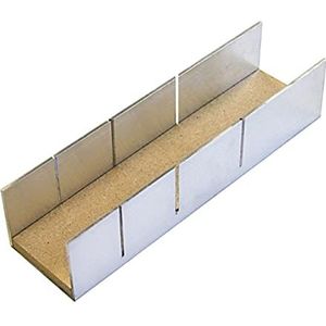 Augusta Heggenroos, versteklade, 245 x 65 x 55 mm, snijlade van aluminium met houten inzetstuk voor nauwkeurig zagen op versteking voor 45 ° en 90 ° hoek, zaaghulp