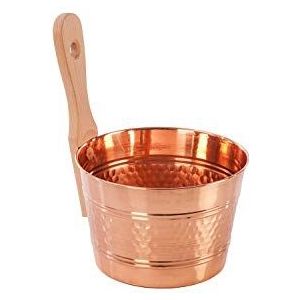 Eliga emmer van koper met houten handvat