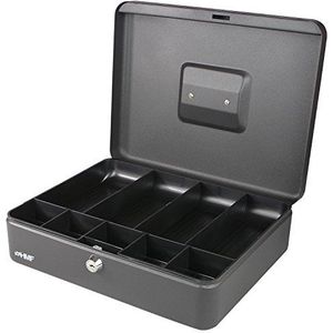 10019-02 Geldkassette Münzeinsatz Scheinfächer, 30 x 24 x 9 cm, schwarz - HMF