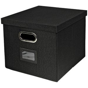 Aufbewahrungsbox mit Deckel din A4 Hängeregister passend für Kallax Regal, Schwarz - HMF