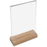HMF 46944 Tischaufsteller mit Holzfuß Din A4 Acryl, Menükartenhalter, Hochformat, 21 x 33 x 6 cm