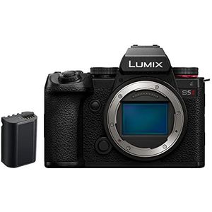 Panasonic LUMIX DC-S5 II Spiegellose Vollformat Kamera 4K 60p und 6K 30p, Flip-Screen, WLAN, Hybrid-Phasen-AF mit 779 Messfeldern, Active is, Gehäuse nur mit Ersatzakku DMW-BLK22, Schwarz